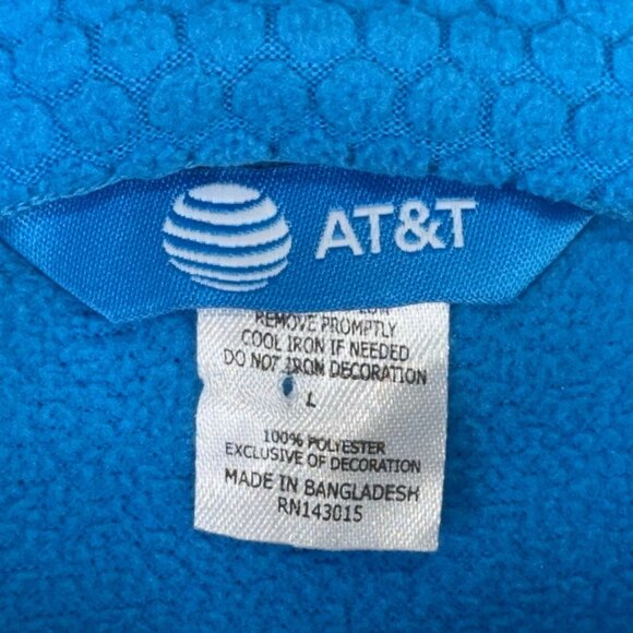 AT&T Fleece Jacket Mens Large L Light Blue Honeycomb Full Zip Sweater Workwear - Picture 3 of 8
